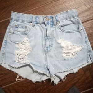 Pull & Bear Distressed Denim Shorts